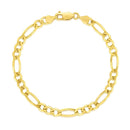 4.5mm 14k Yellow Gold Solid Figaro Bracelet-4
