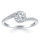 14k White Gold Bypass Swirl Diamond Halo Engagement Ring-4