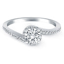 14k White Gold Bypass Swirl Diamond Halo Engagement Ring-5