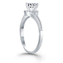 14k White Gold Bypass Swirl Diamond Halo Engagement Ring-6