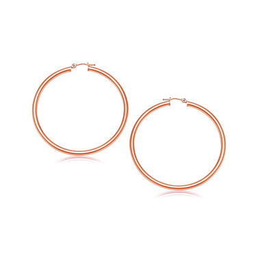 14k Rose Gold Polished Hoop Earrings (25 mm) - 0