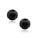 14k White Gold 8.0mm Round Black CZ Stud Earrings-5