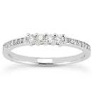 14k White Gold Wedding Band with Pave Set Diamonds and Prong Set Diamonds-3