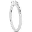 14k White Gold Wedding Band with Pave Set Diamonds and Prong Set Diamonds-4