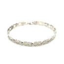 14k White Gold Heart Shape Textured Bracelet-5