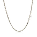 2.5mm 14k White Gold Solid Diamond Cut Rope Chain-8