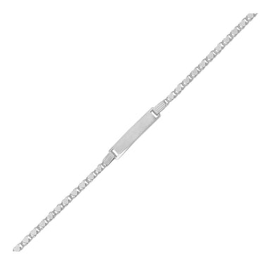 14k White Gold Childrens Heart Link ID Bracelet - 0