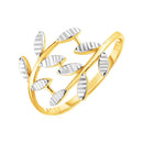 14k Two Tone Gold Crossover Ring with Textured Leaves-4