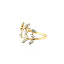 14k Two Tone Gold Crossover Ring with Textured Leaves-6