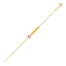 14k Yellow Gold 5 1/2 inch Childrens ID Bracelet with Enameled Heart-4