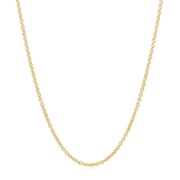 14k Yellow Gold Round Cable Link Chain 1.5mm