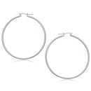 14k White Gold Polished Hoop Earrings (60 mm)-2