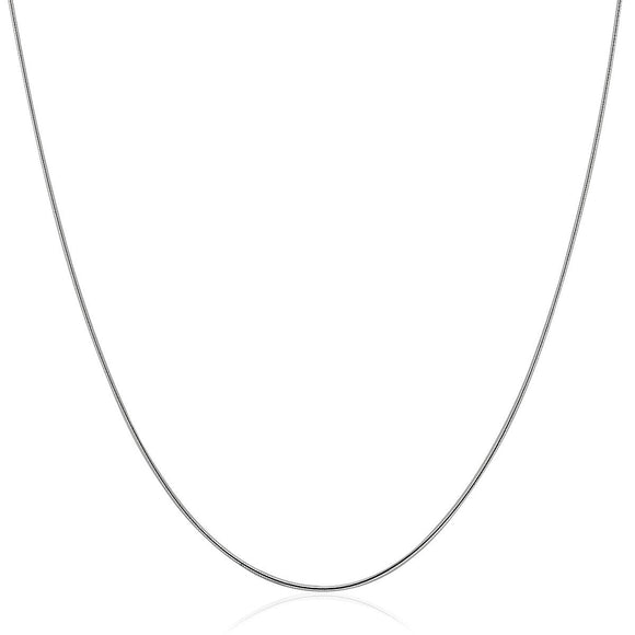 14k White Gold Thin Motif Round Omega Necklace