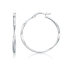 14k White Gold Mobius Twisted Hoop Earrings-2