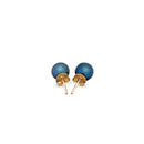 14k Yellow Gold Cultured Black Pearl Stud Earrings (7.0 mm)-5