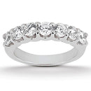 14k White Gold Diamond Scalloped Shared U Prong Setting Wedding Ring Band-3