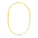 14k Yellow Gold Paperclip Chain Necklace with Diamond Link-4