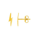 14k Yellow Gold Post Earrings with Lightning Bolts-2