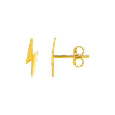 14k Yellow Gold Post Earrings with Lightning Bolts - 0