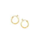 14k Yellow Gold Slender Hoop Earring with Diamond-Cut Finish (15mm Diameter)-2