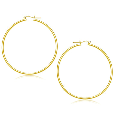 14k Yellow Gold Polished Hoop Earrings (55 mm) - 0