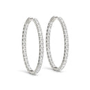 Oval Shape Two Sided Diamond Hoop Earrings in 14k White Gold (2 cttw)-6