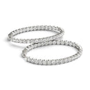 Oval Shape Two Sided Diamond Hoop Earrings in 14k White Gold (2 cttw)-8