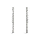 Oval Shape Two Sided Diamond Hoop Earrings in 14k White Gold (2 cttw)-9