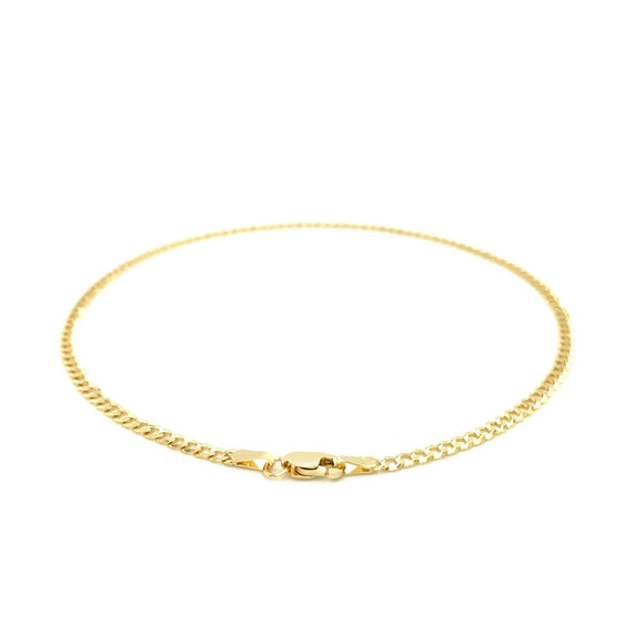 2.5mm 14k Yellow Gold Curb Link Anklet