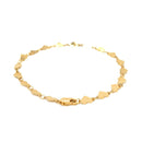 14k Yellow Gold 7 inch Mirrored Heart Chain Bracelet-7