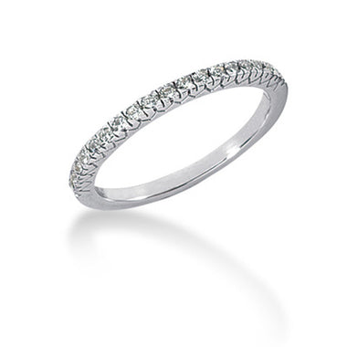 14k White Gold Engraved Fishtail V Pave Diamond Wedding Ring Band - 0