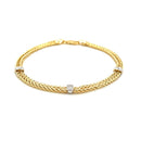 14k Two-Tone Gold Dual Wheat Chain Bracelet with Diamond Stations (.02 cttw)-5