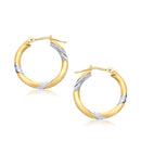 14k Two Tone Gold Polished Hoop Earrings (20 mm)-2