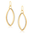 14k Two Tone Gold Textured Triple Oval Shape Drop Earrings-3