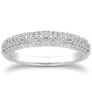 14k White Gold Triple Multi-Row Micro- Pave Diamond Wedding Ring Band-3