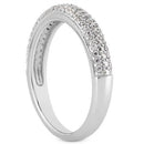 14k White Gold Triple Multi-Row Micro- Pave Diamond Wedding Ring Band-4