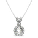 Round Pendant with Split Bail and Diamond Halo in 14k White Gold (3/4 cttw)-5