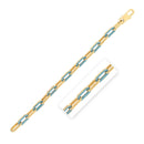 14k Yellow Gold Turquoise Paperclip Gem Link Bracelet (7.00 mm)-4