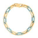 14k Yellow Gold Turquoise Paperclip Gem Link Bracelet (7.00 mm)-5