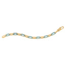 14k Yellow Gold Turquoise Paperclip Gem Link Bracelet (7.00 mm)-6