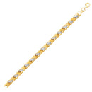 14k Two-Tone Gold Fancy Weave Bracelet with Contrasting Finish-4