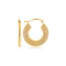 10k Yellow Gold Greek Key Small Hoop Earrings-2