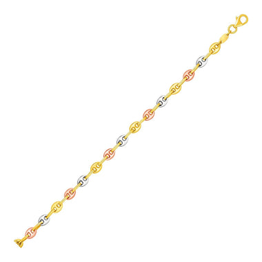 14k Tri Color Gold Mariner Link Anklet - 0
