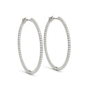 14k White Gold Slim Two Sided Diamond Hoop Earrings (1 1/2 cttw)-6