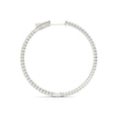 14k White Gold Slim Two Sided Diamond Hoop Earrings (1 1/2 cttw)-7