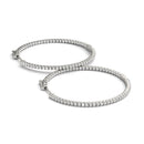 14k White Gold Slim Two Sided Diamond Hoop Earrings (1 1/2 cttw)-8