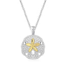 Designer Sterling Silver and 14k Yellow Gold Sand Dollar Pendant-5