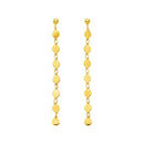 14k Yellow Gold Post Dangle Earrings with Polished Circles-2