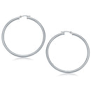 14k White Gold Polished Hoop Earrings (50 mm)-2