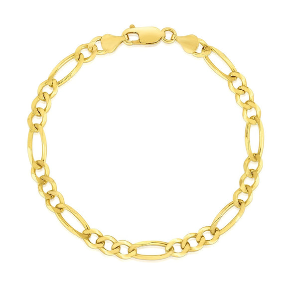 10k Yellow Gold Solid Figaro Bracelet (4.50 mm)